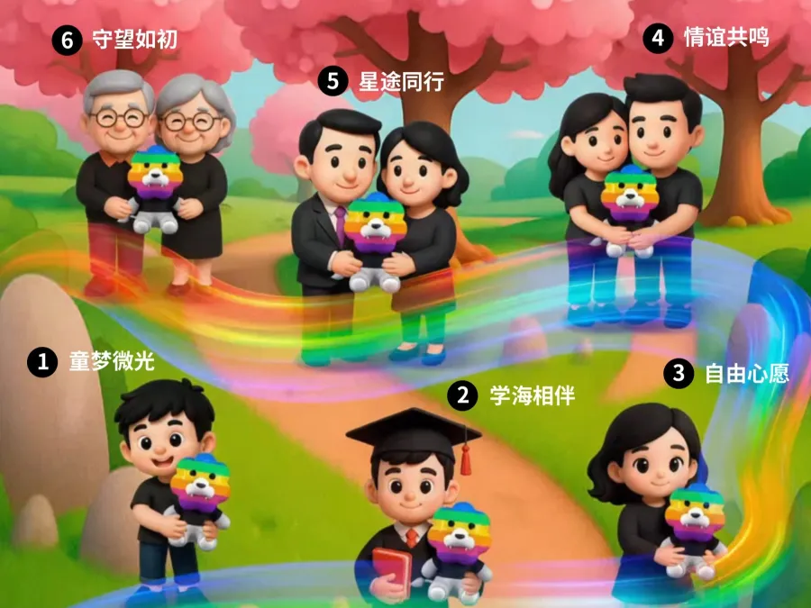 把「希望」设计成礼物,献予六段「彩色」人生,「彩虹狮花湾」毛绒玩具