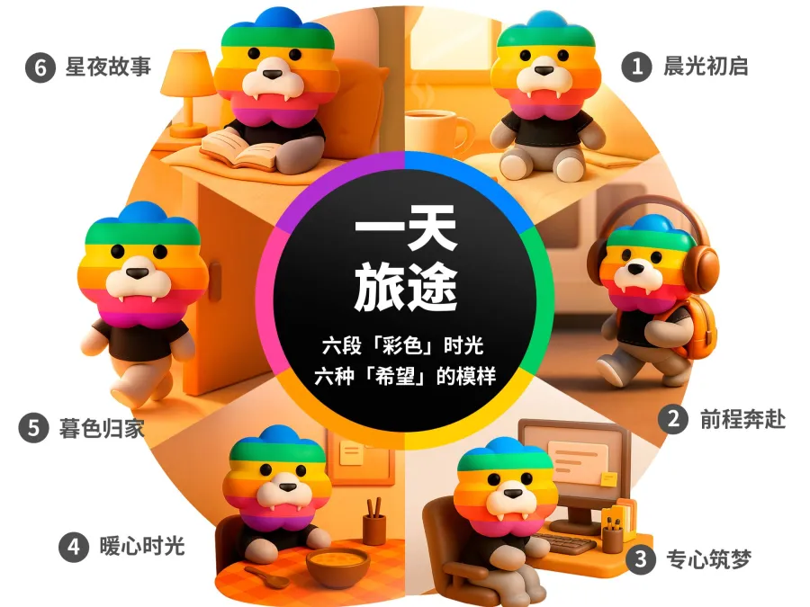 一天旅途:把「希望」设计成,能陪你出发的模样,彩虹狮花湾毛绒玩具